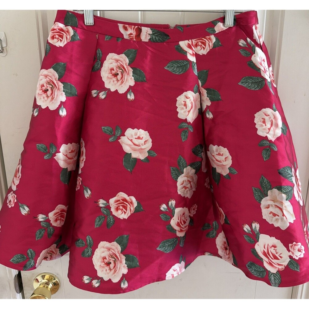 Women’s Vintage Floral Skirt Size XL Retro Pleated Skirt Rockabilly Swing